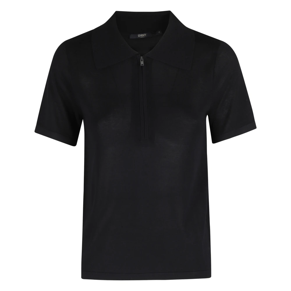 Seventy Black Polo Shirts, Female, M, Polo Con Zip