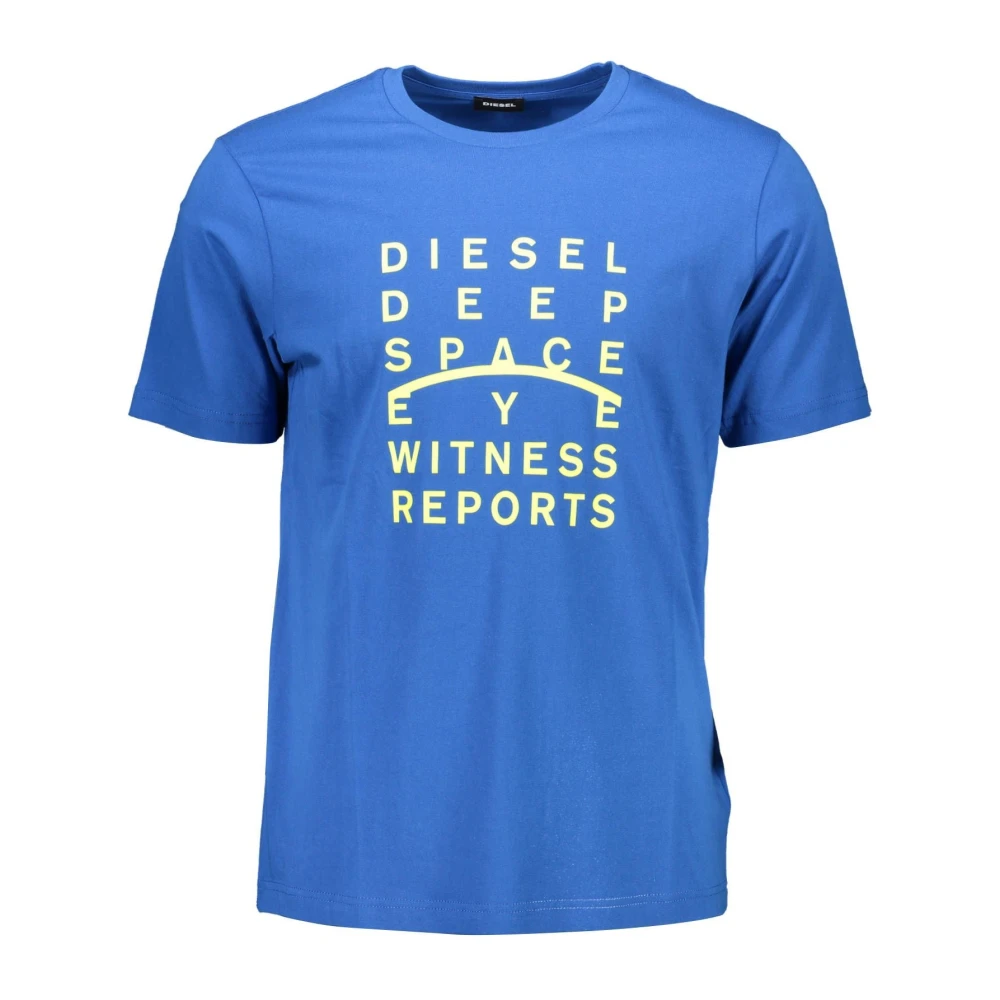 Diesel Blå Bomull T-shirt med Rund Hals Blue, Herr