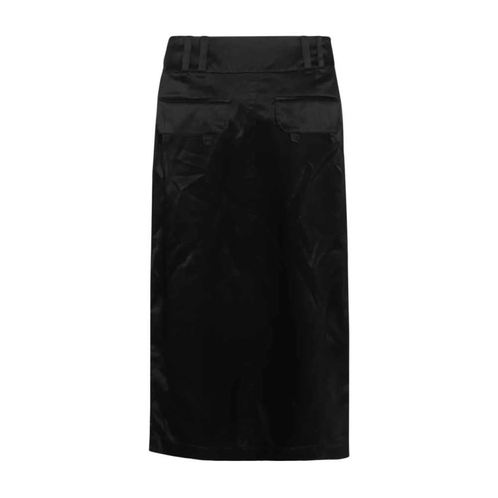 Saint Laurent Zijden Midi Rok Black Dames