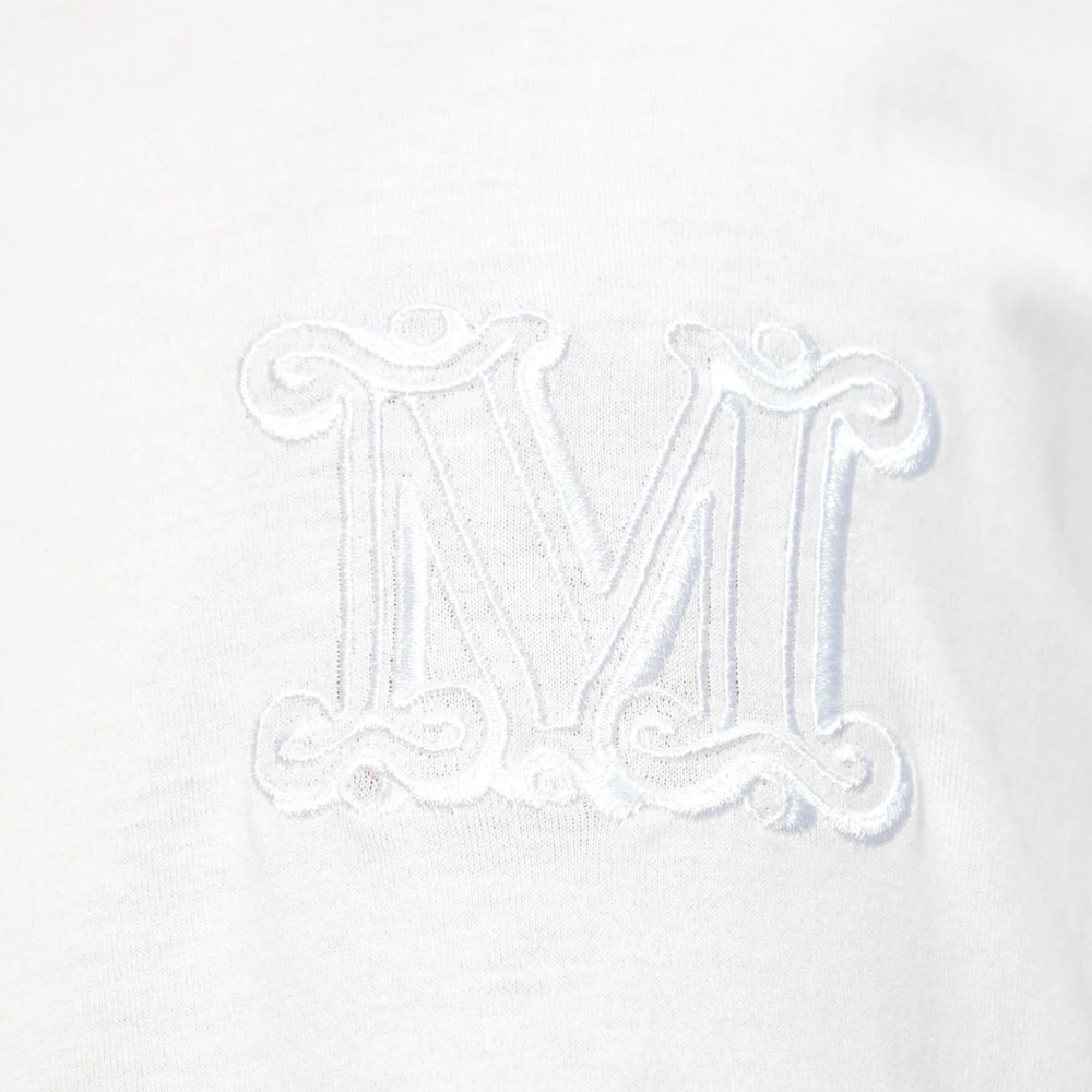 Max Mara Logo Geborduurd Katoenen T-shirt Vrouwen White Dames