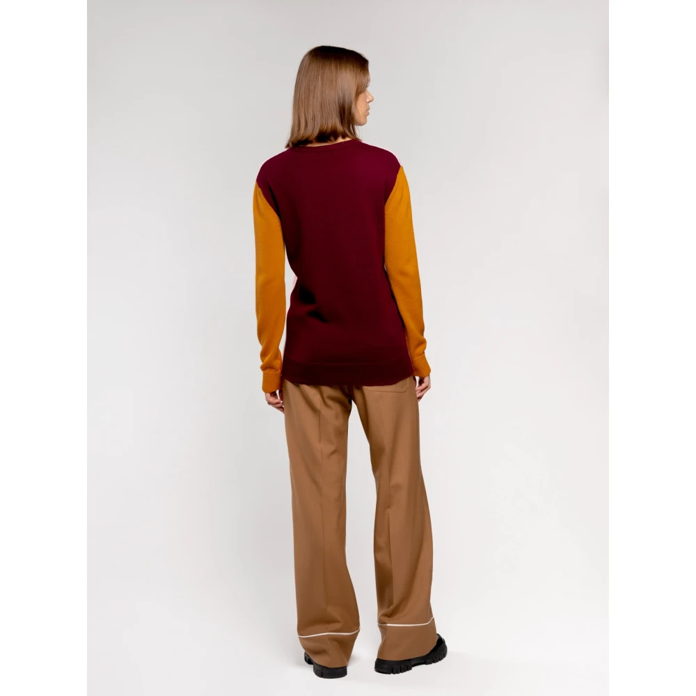Marni Logo Katoenen Trui Kleurblok Stijl Multicolor Dames
