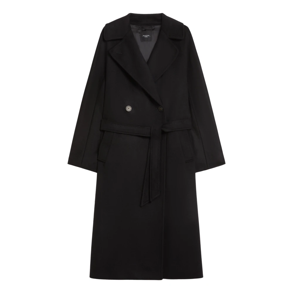 Max Mara Weekend Zwarte wollen double-breasted jas Black Dames