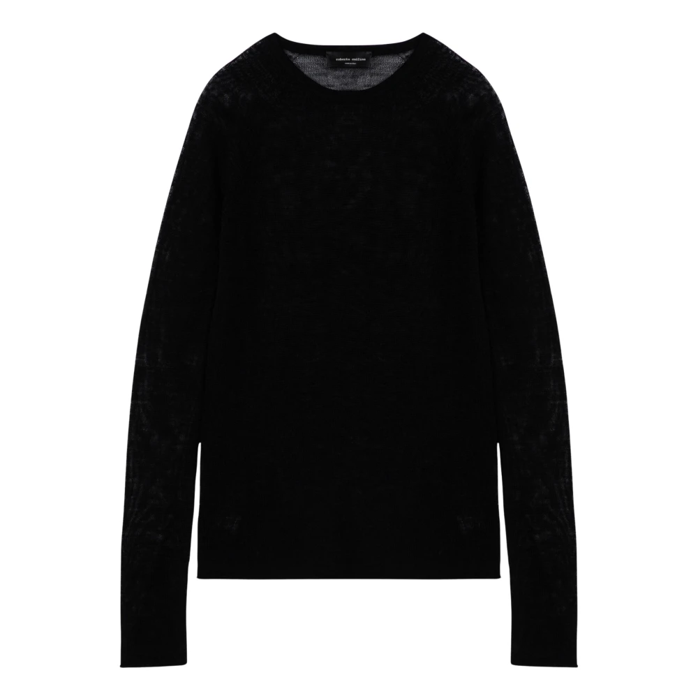 Roberto Collina Ronde Hals Trui Black Dames