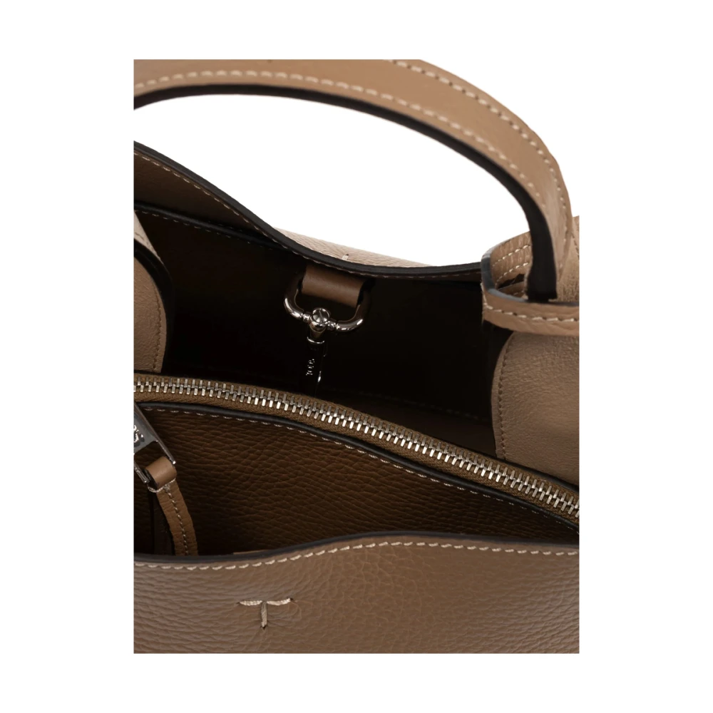 TOD'S Bruine Leren Handtas Kreeftklauw Sluiting Brown Dames