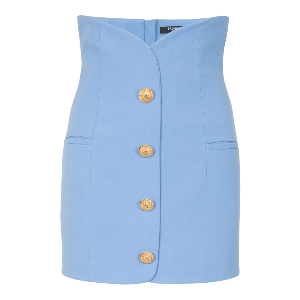 Balmain Tulpenrok met knopen Blue Dames