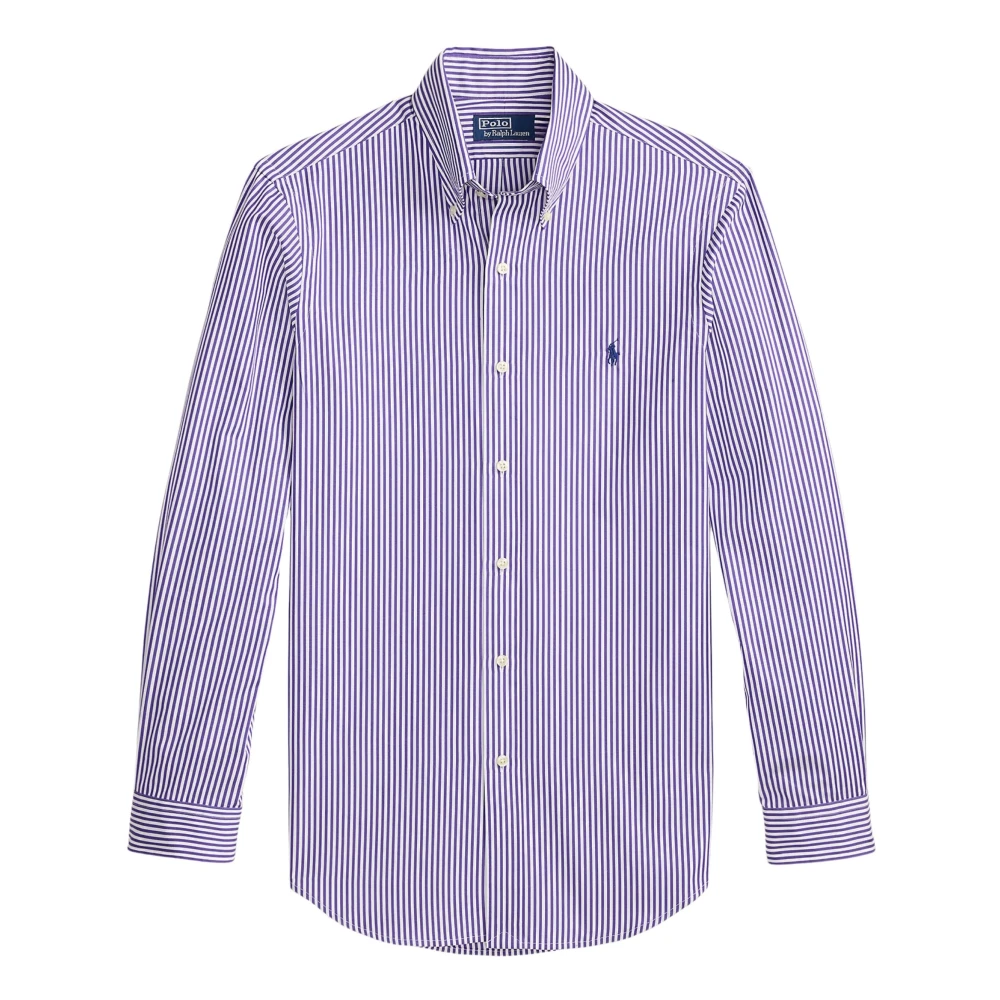 Ralph Lauren Men's Purple Striped Logo Shirt - Casual Shirts - L - Shirts