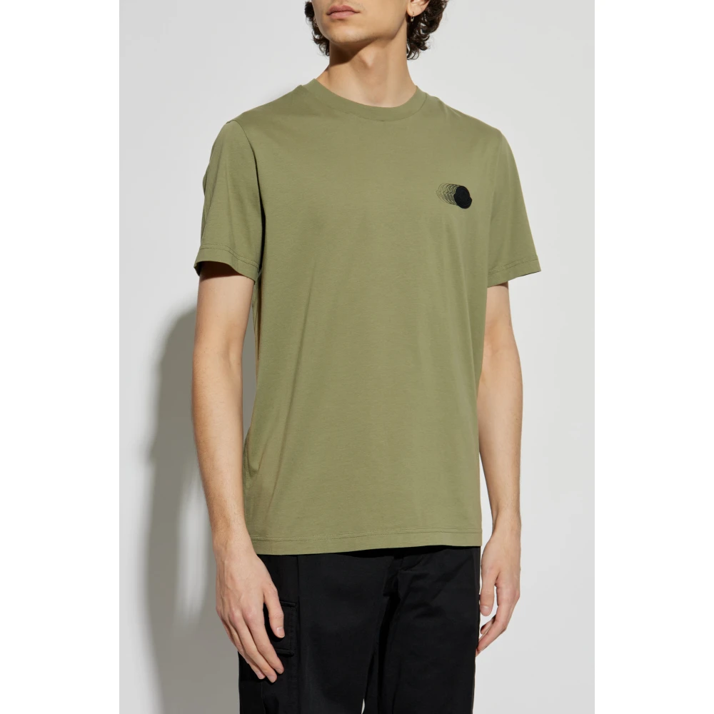 Moncler T-shirt met logopatch Green Heren