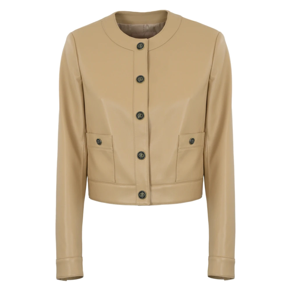 Twinset Imitatieleren jas Yellow Dames