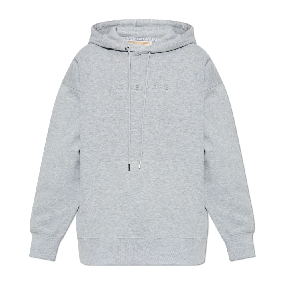 Michael Kors Logo Embossed Hoodie Gray Dames