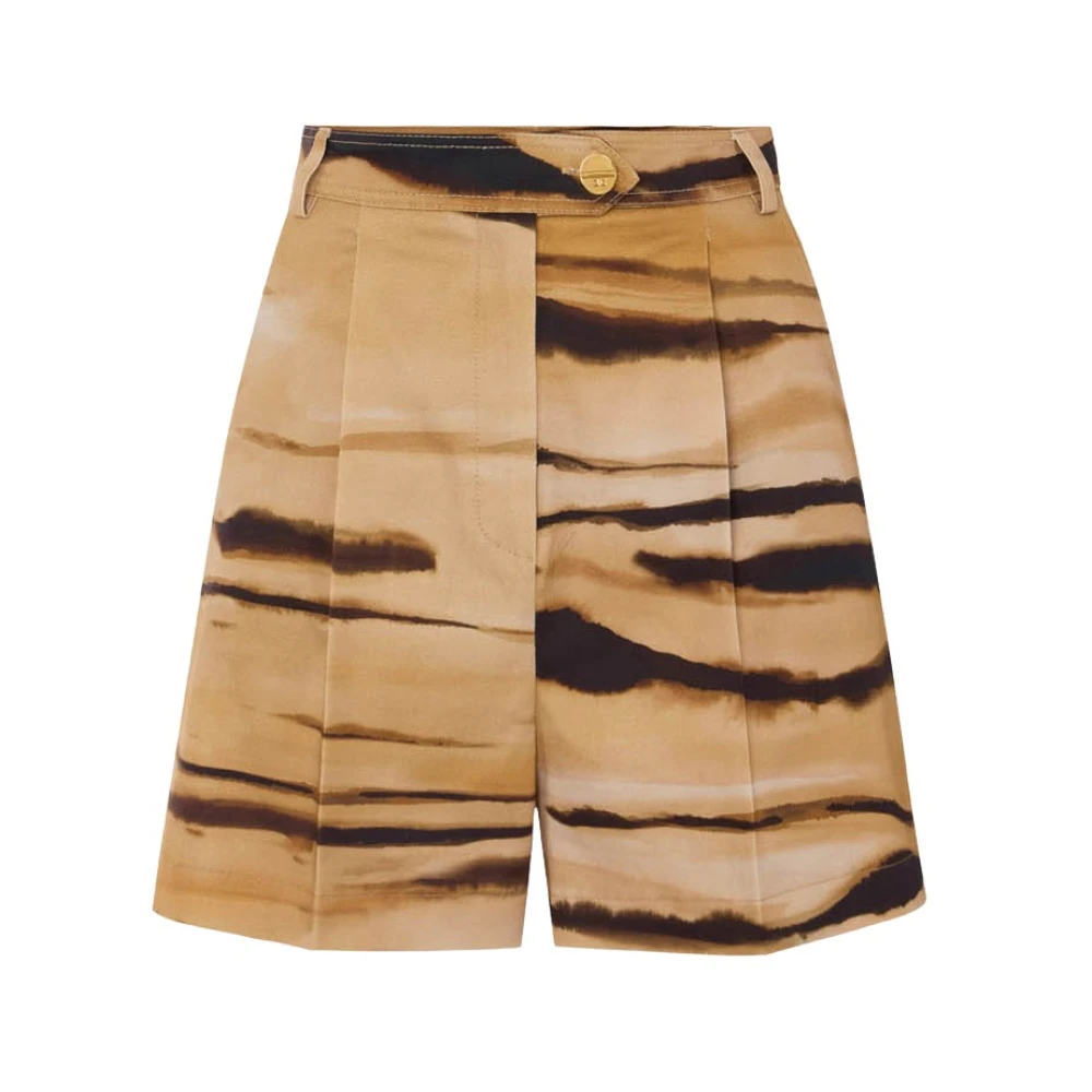 Elisabetta Franchi Brown Short Shorts, Female, Xl, Drill Tiger Print Shorts