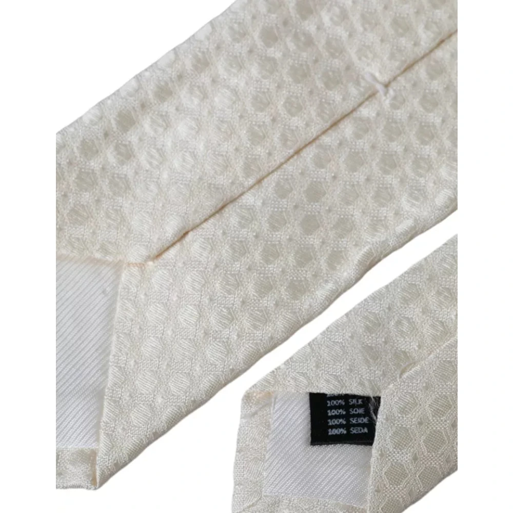 Dolce & Gabbana Off White Zijden Verstelbare Stropdas White Heren