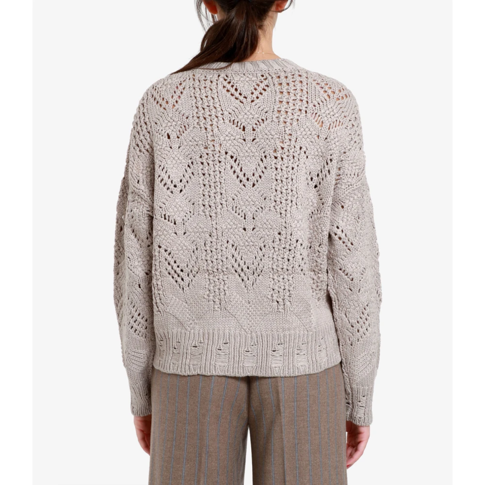 Kaos Grijze Gebreide Trui met Geperforeerd Patroon Gray Dames