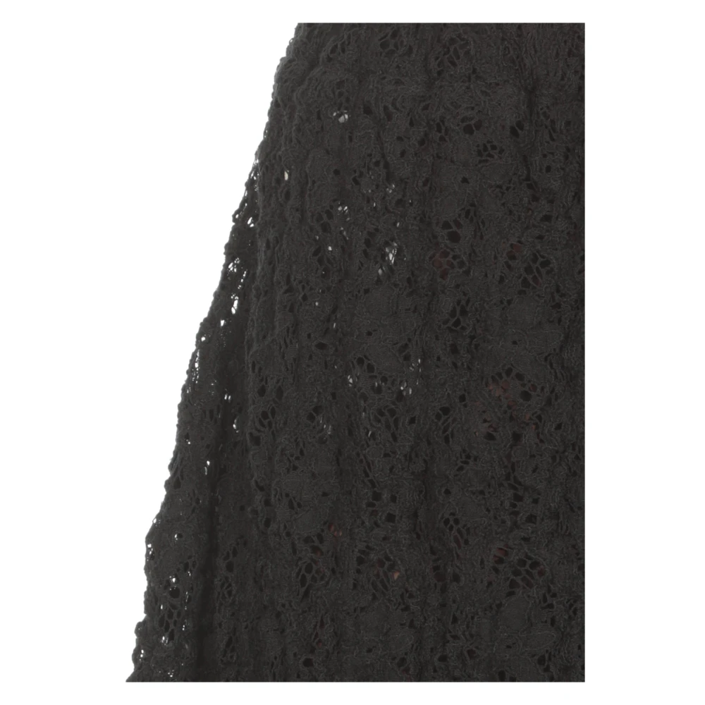 Jil Sander Zwarte Kant Katoenen Rok Elastisch Black Dames