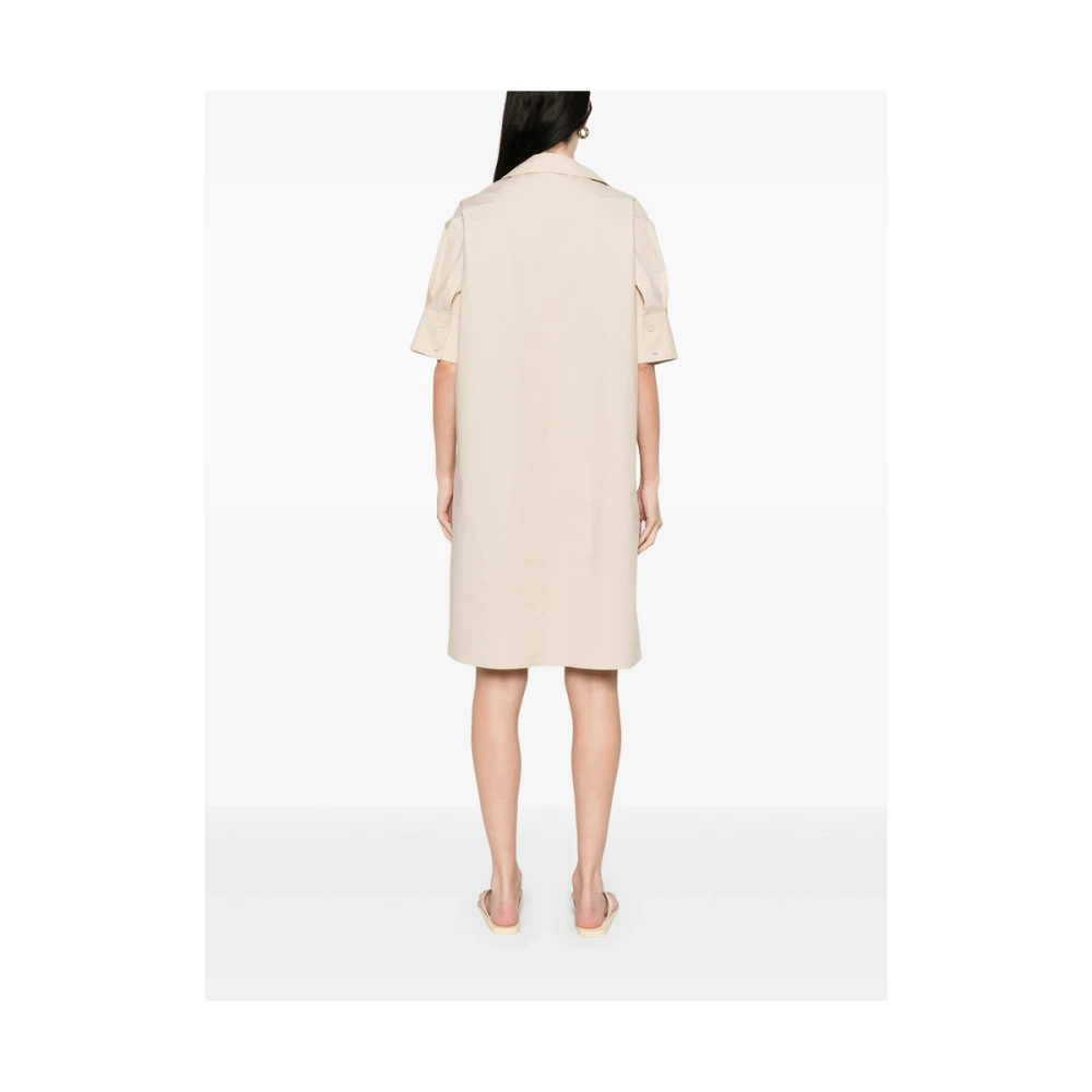 Antonelli Firenze Beige Geplooide Jurk Korte Mouw Beige Dames