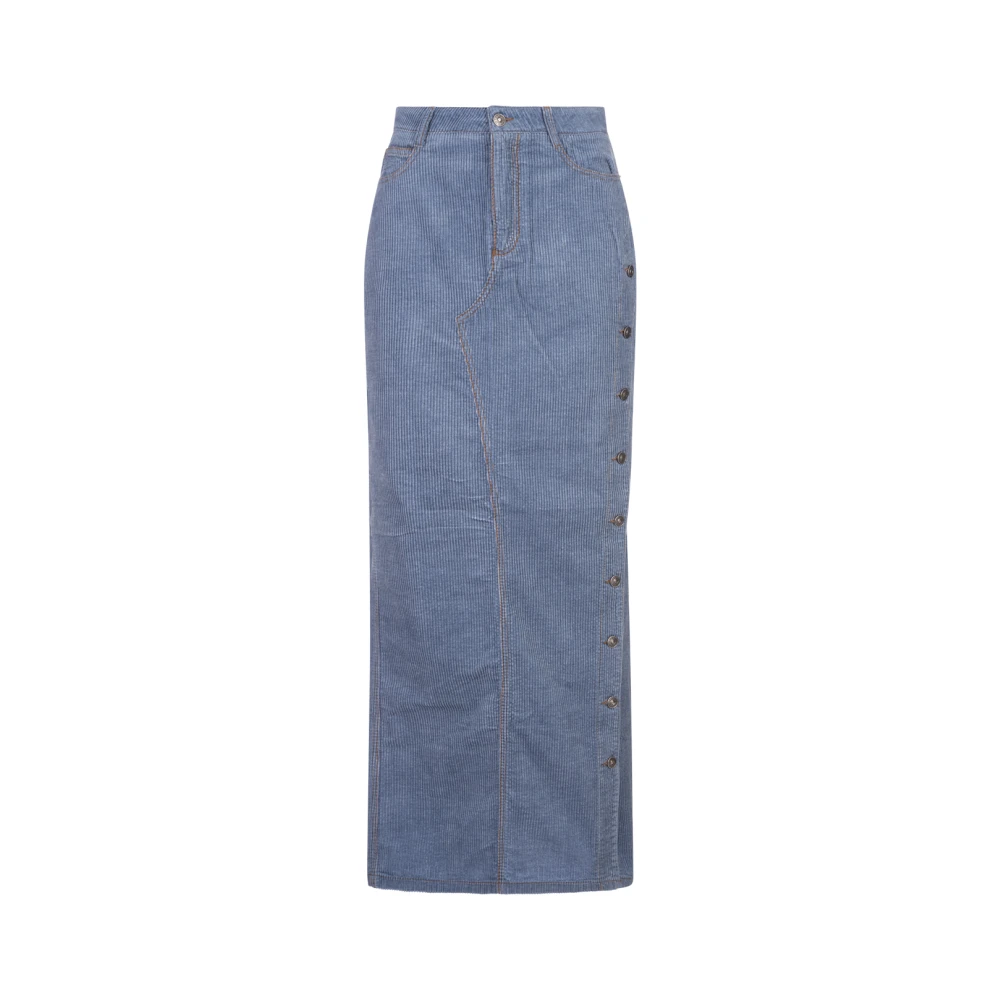 Ermanno Scervino Blauwe Denim Corduroy Pencil Rok Blue Dames