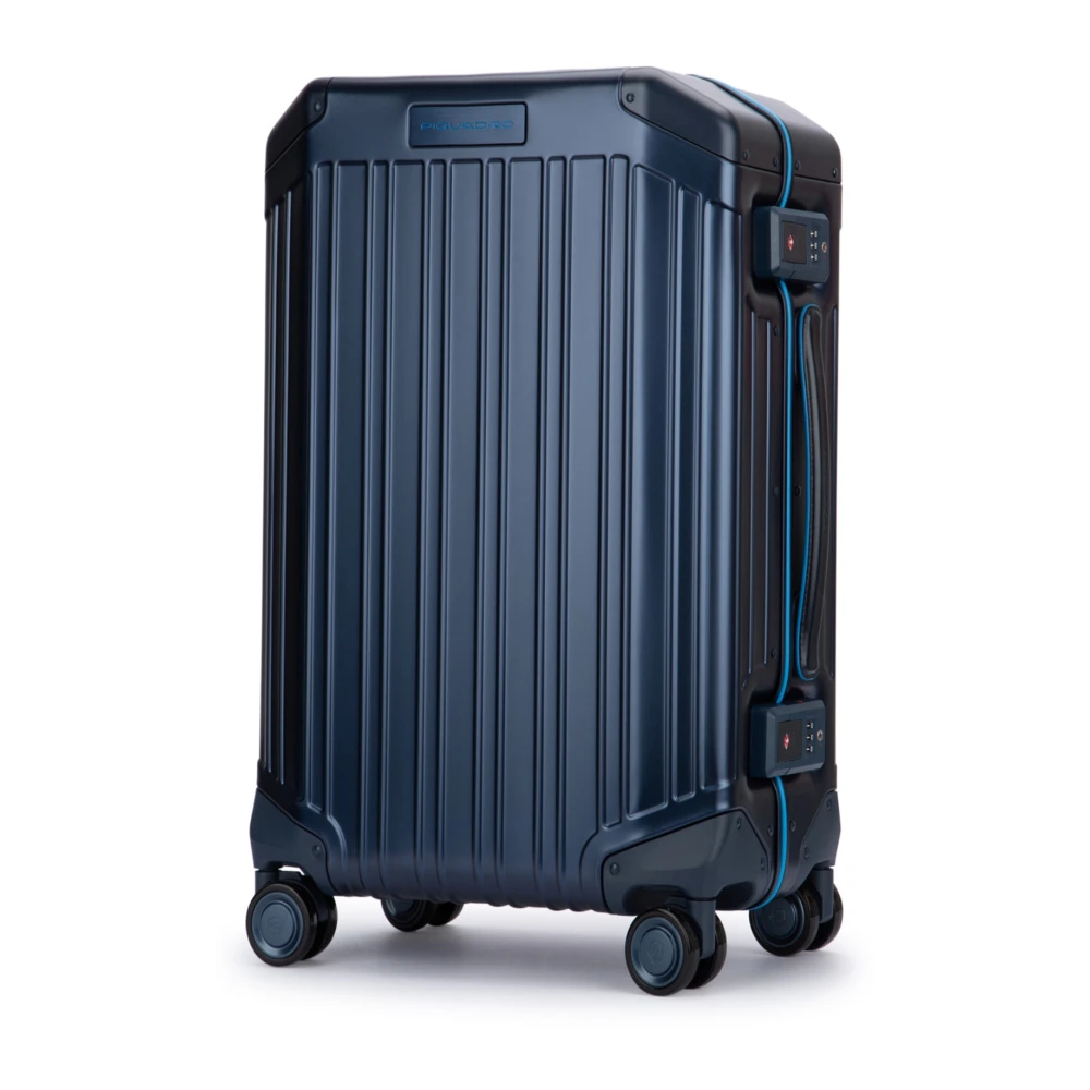 Piquadro Slanke Aluminium Leren Details Tas Blue Unisex