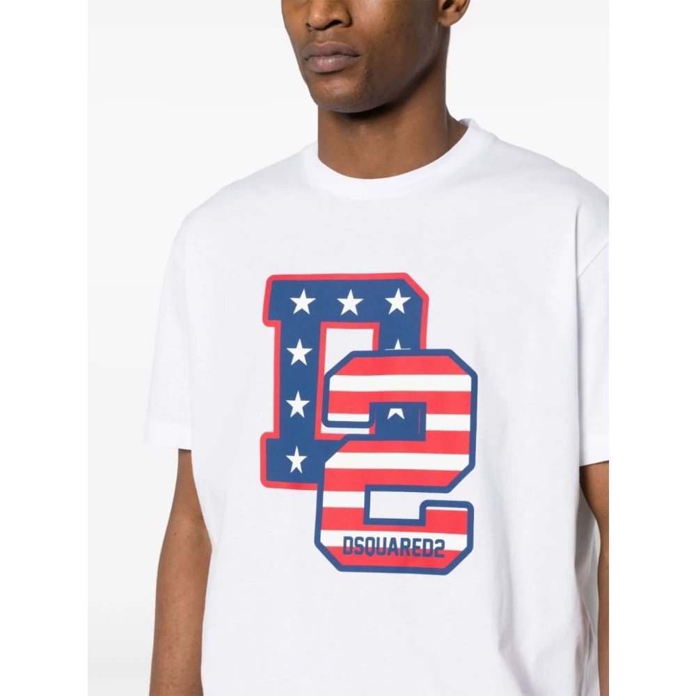Dsquared2 Witte Logo Print T-shirt White Heren