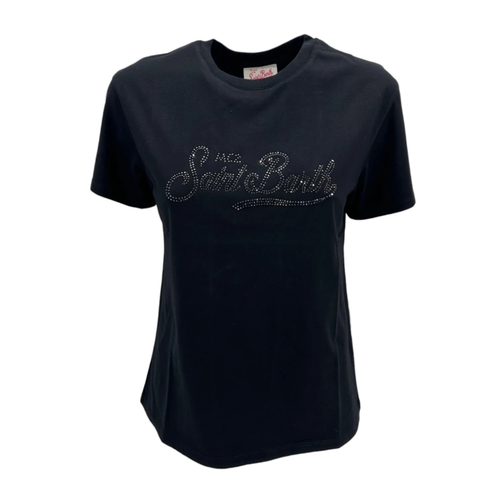 MC2 Saint Barth Zwart T-shirt met strass detail Black Dames