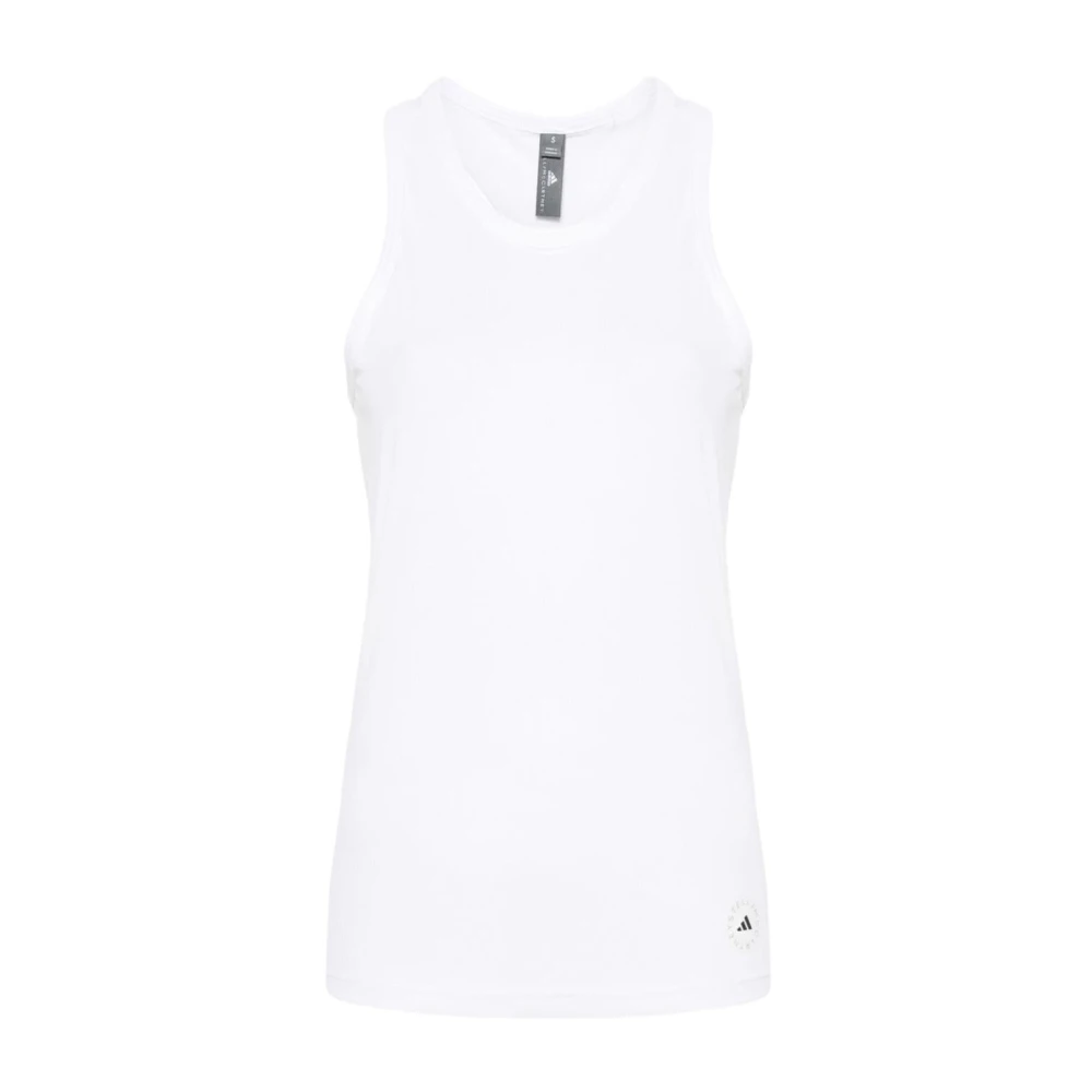 Adidas by stella mccartney Geribbelde Top zonder Mouwen met Racerback White Dames