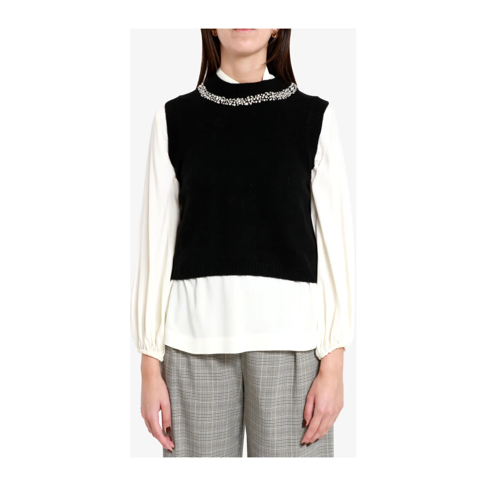 Semicouture Zwarte Wol Kasjmier Trui Black Dames