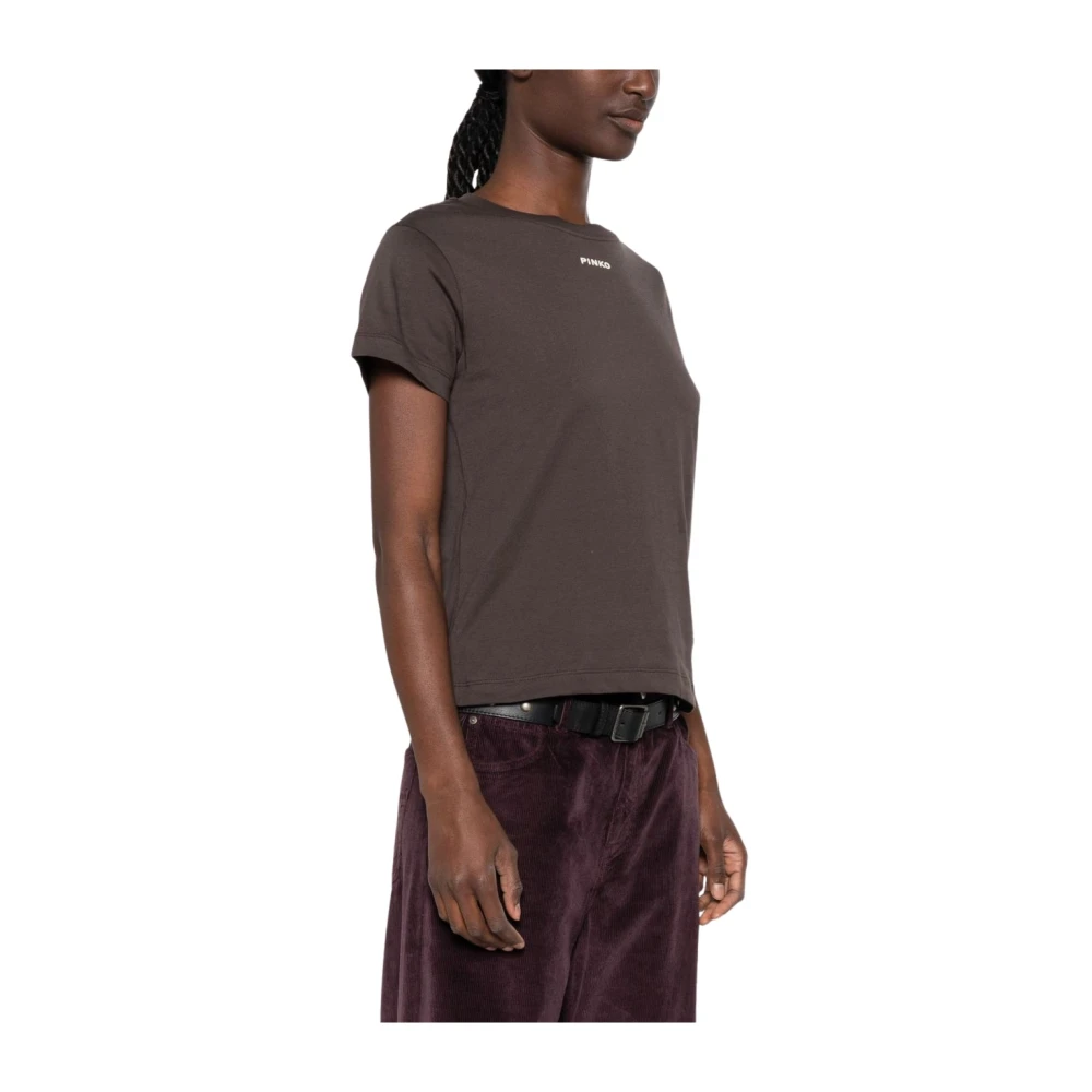 Pinko Camiseta Básica Tops Mujer Marrón L