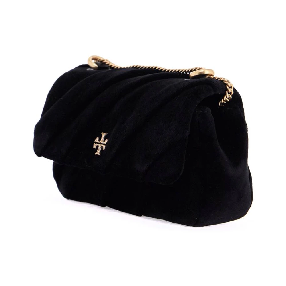 TORY BURCH Velvet Mini Kira Handtas met Double T Black Dames