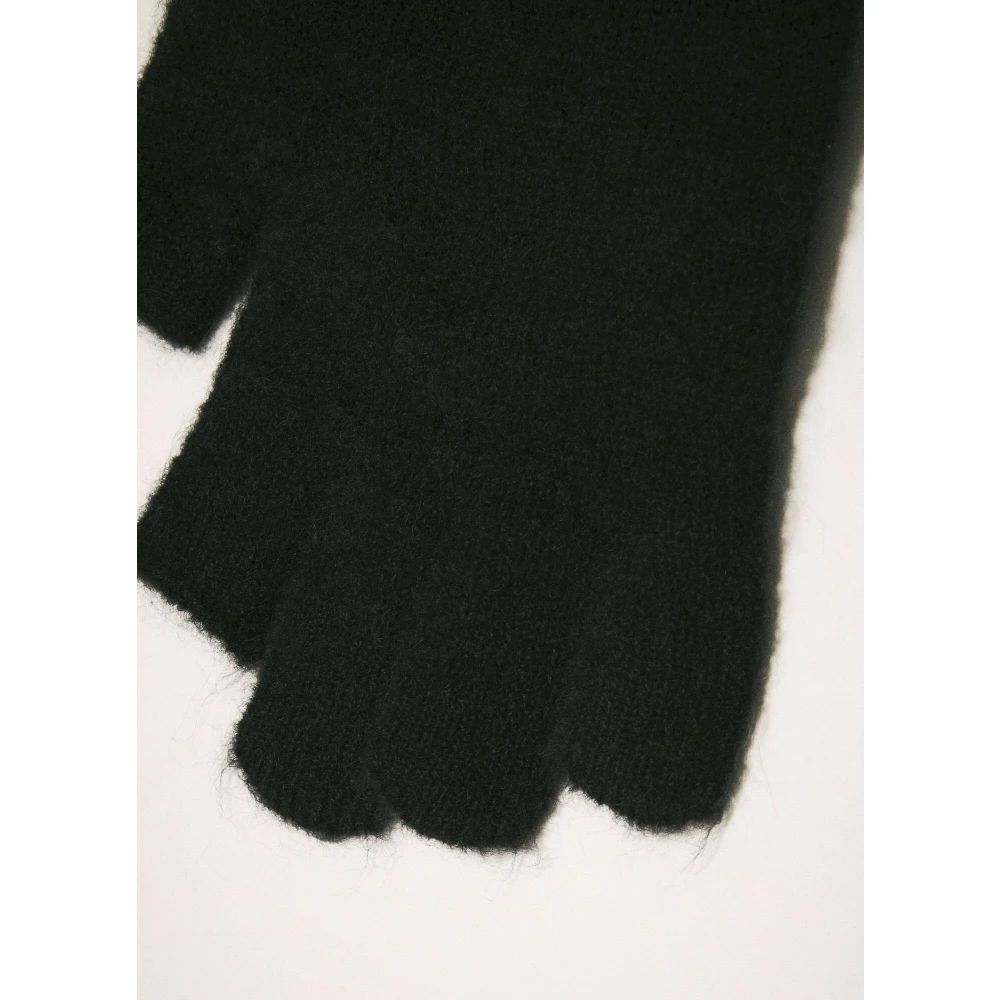 Rick Owens Wolmix Gebreide Lange Handschoenen Black Dames