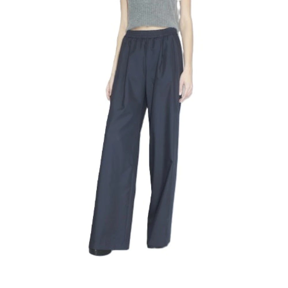 Odeeh Marine Wollen Broek Elastische Taille Zakken Blue Dames