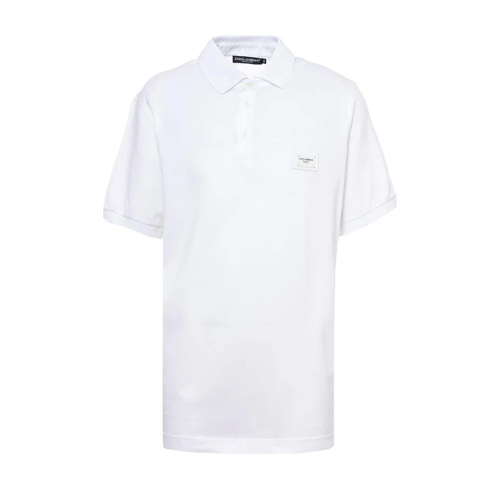 Dolce & Gabbana Men's White Polo Shirts, 2XL, Cotton-Piqué Polo Shirt