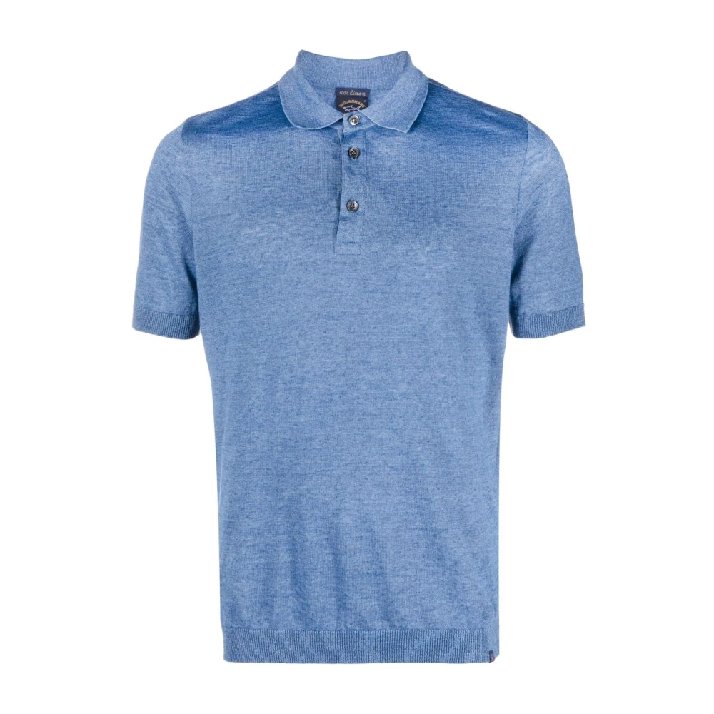 PAUL & SHARK Blauw Linnen Poloshirt Blue Heren