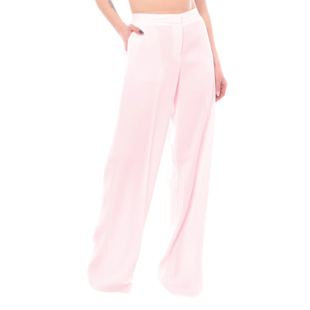 pinko Wijde Crêpe Broek Pink Dames