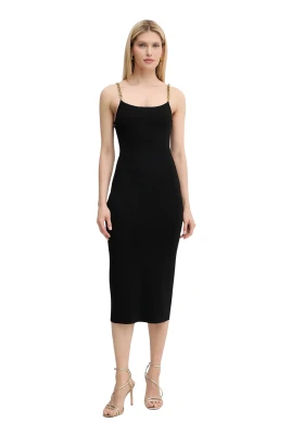 Embellished Viscose Blend Midi Dress