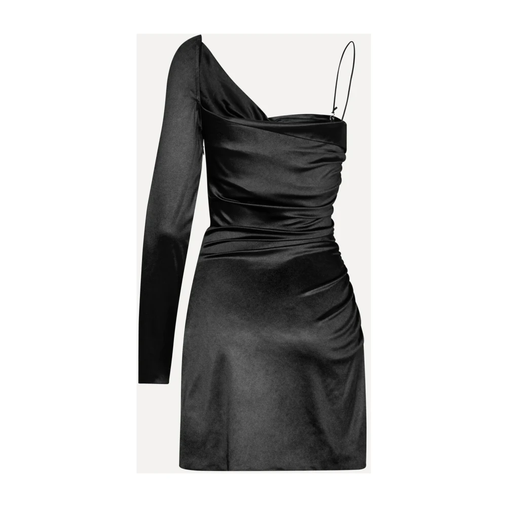 Stine Goya Jet Black Gerimpelde One-Shoulder Jurk Black Dames