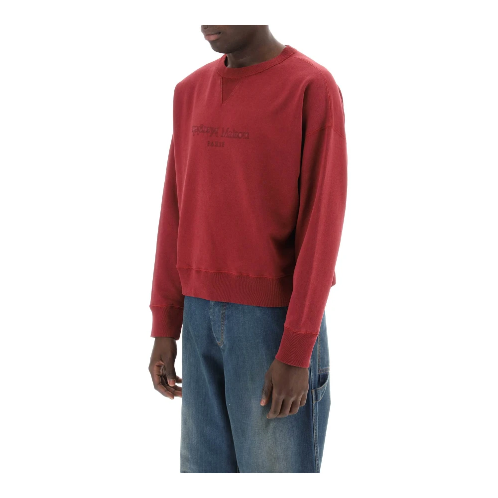 Maison Margiela Sweatshirt met omgekeerd logo van geborsteld katoen Red Heren