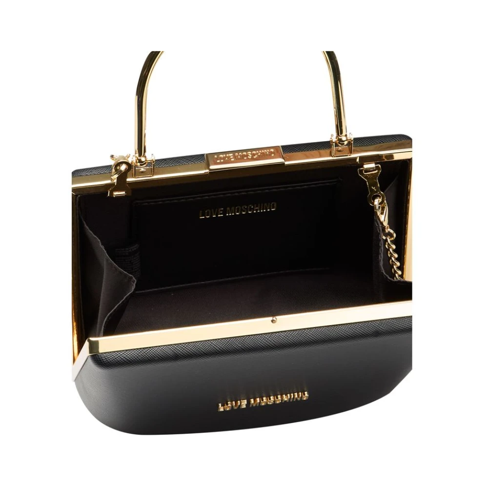 Love Moschino Zwarte Polyethyleen Mini Handtas met Ketting Black Dames