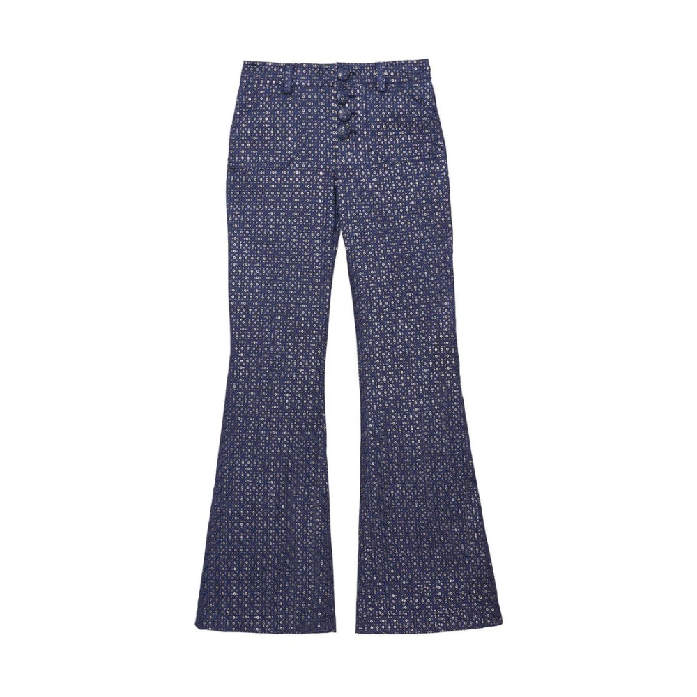 Ines De La Fressange Paris Marintryck Flare Byxor Blue, Dam