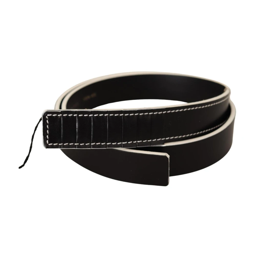 Costume National Women's Black Premium Leather Logo Belt - Belts - 85 Cm- Accessories