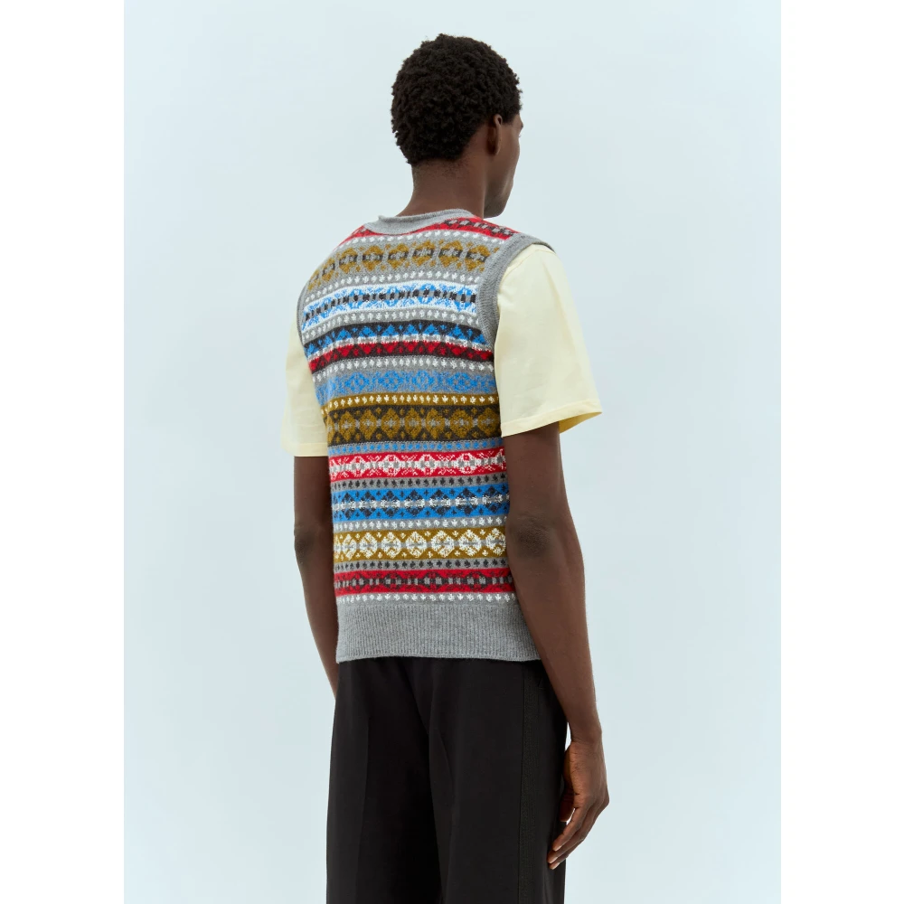 Wales Bonner Grafische Jacquard Wollen Vest Multicolor Heren