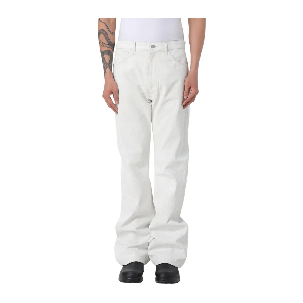 Junya Watanabe White Straight Leg Denim Trousers Casual Trousers - Male - Wide Jeans - L - Jeans