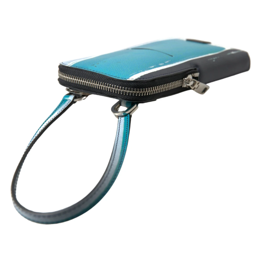 Dolce & Gabbana Blauwe Leren Crossbody Telefoontas Blue Heren