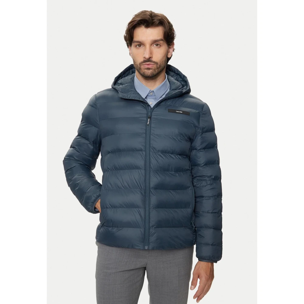 Calvin Klein Blauwe Gewatteerde Hoodie Jas Blue Heren