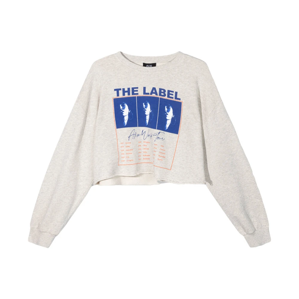Alix The Label Cropped World Tour Sweater Gray Dames
