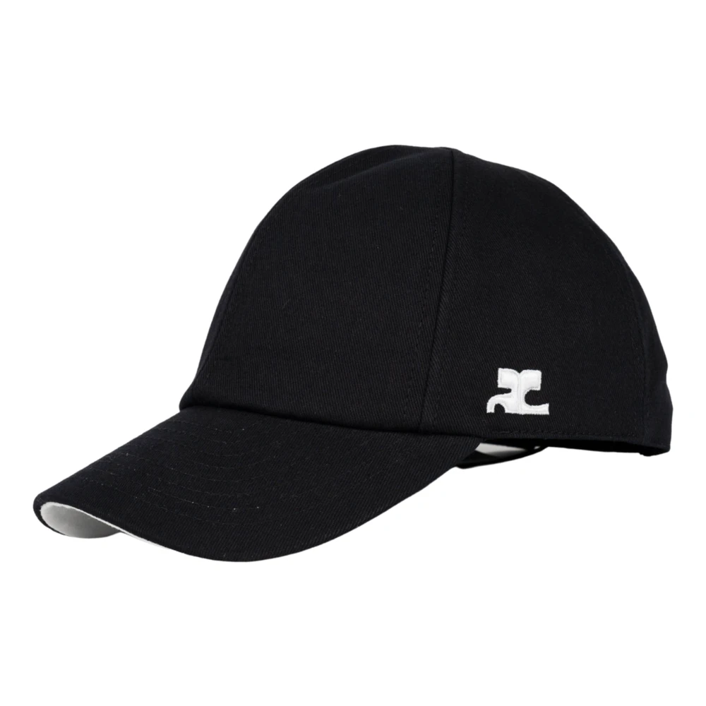 Courrèges Zwarte katoenen handtekening pet Black Unisex