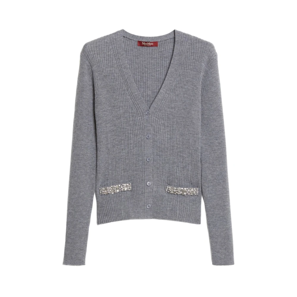 Max Mara Studio Stickad Kofta Gray, Dam