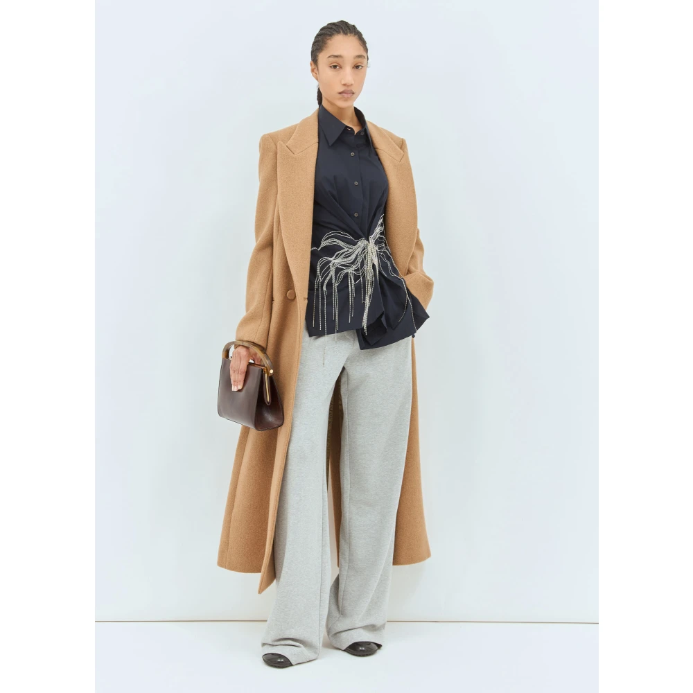 Dries Van Noten Katoenen Jersey Wide-Leg Track Pants Gray Dames