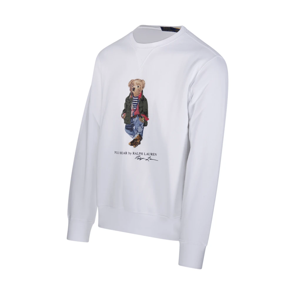 Ralph Lauren Bear Crewneck Sweatshirt White Heren
