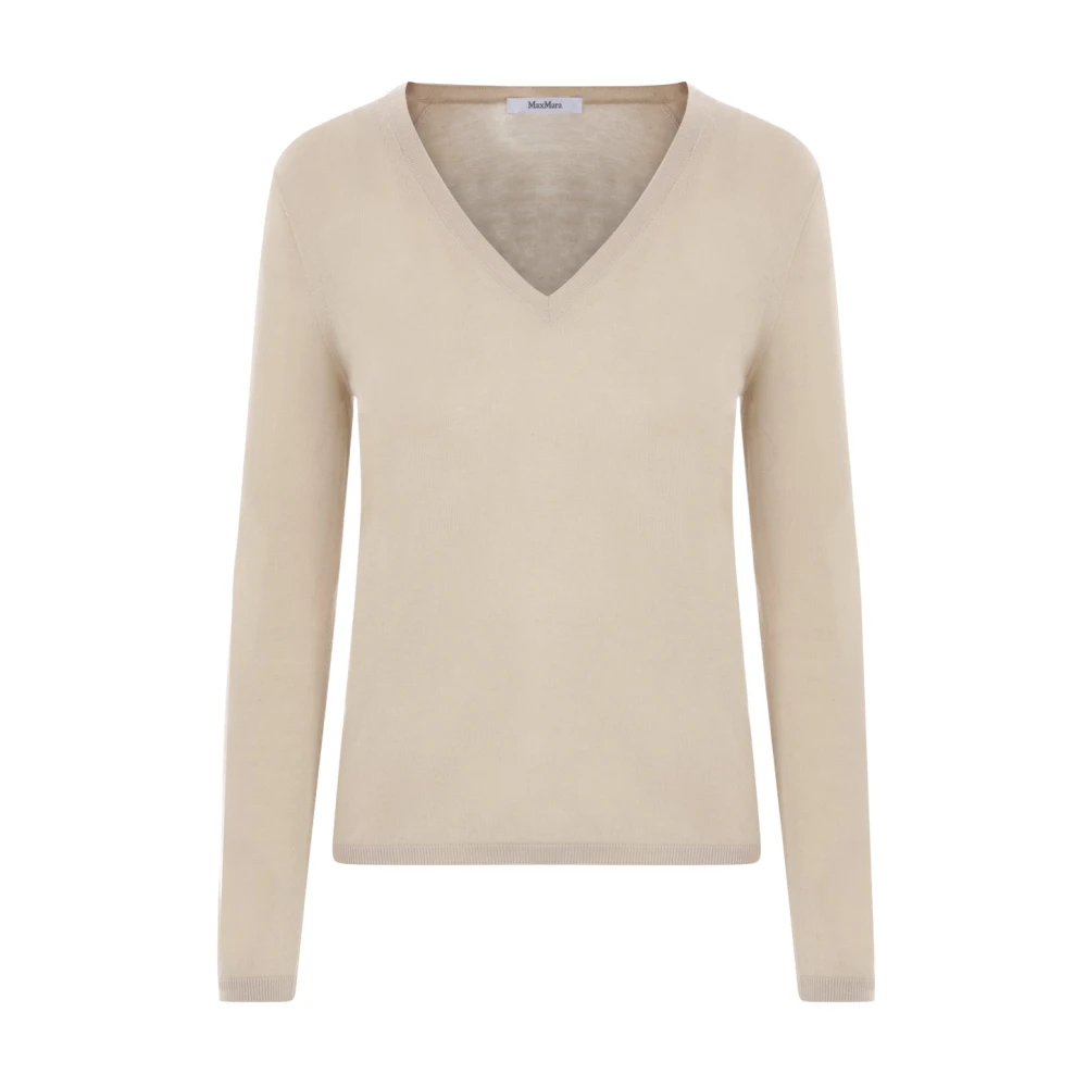 Max Mara Beige Cashmere V-Neck Sweater Beige Dames