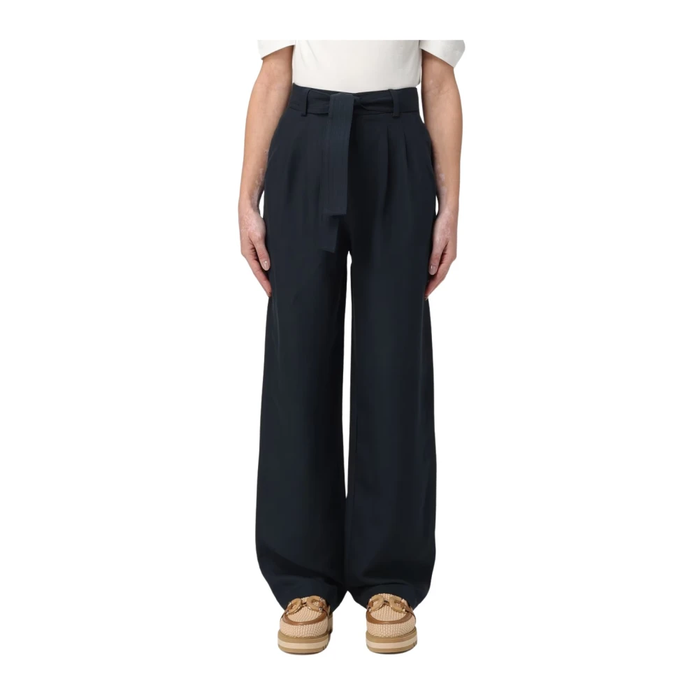 Woolrich Wide Leg High Waist Byxor Blue, Dam