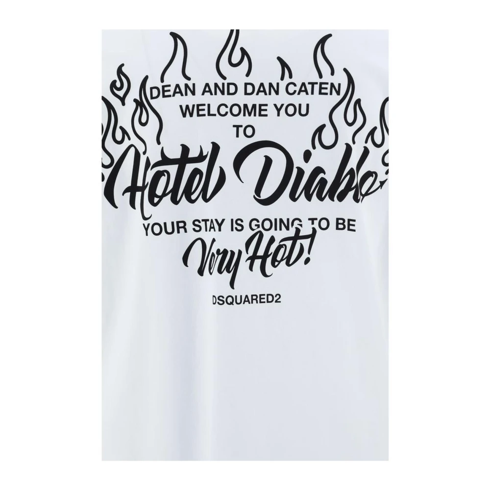 Dsquared2 Monochrome Katoenen T-shirt met Geribbelde Hals White Heren