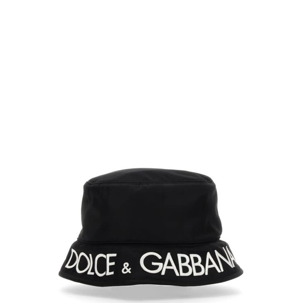 Dolce & Gabbana Zwarte en witte geborduurde logohoed Black Unisex